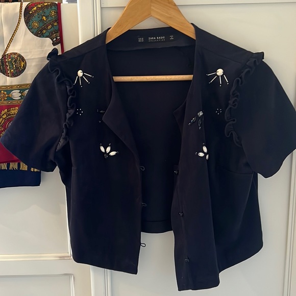 Zara Navy Blue Women's Sweater Crop Cardigan - Picture 6 of 11